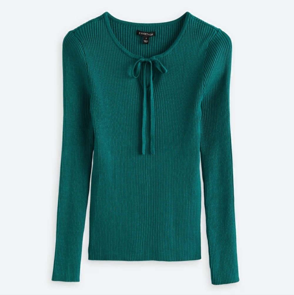 NWT 41 Hawthorn Jolie Ribbed Tie Neck Sweater